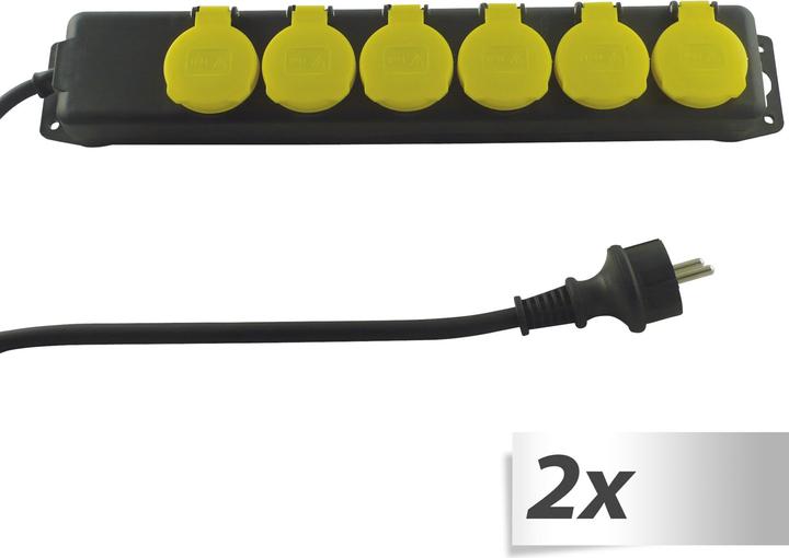 Produktbild REV 2x1 Steckdosenleiste IP44 6-fach 1,4m (6x, CEE 7/3, 1.40 m)