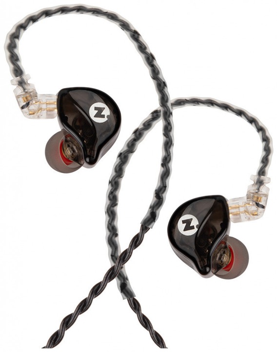 Intezze ALPHA in-ear headphones with dynamic converters and silver-plated detachable cable Black