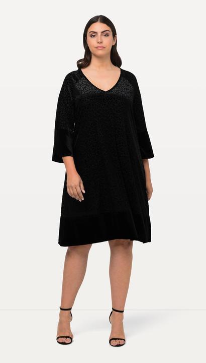 Actual product image Ulla Popken Leopard Print 3/4 Sleeve V-Neck Dress (50, 52)
