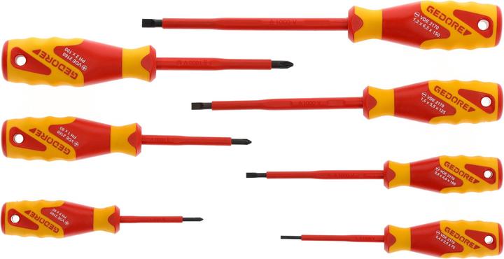 Image du produit Gedore VDE Screwdriver set 7 pieces (Recouvrement cruciforme Phillipps (PH), Vis fendues)