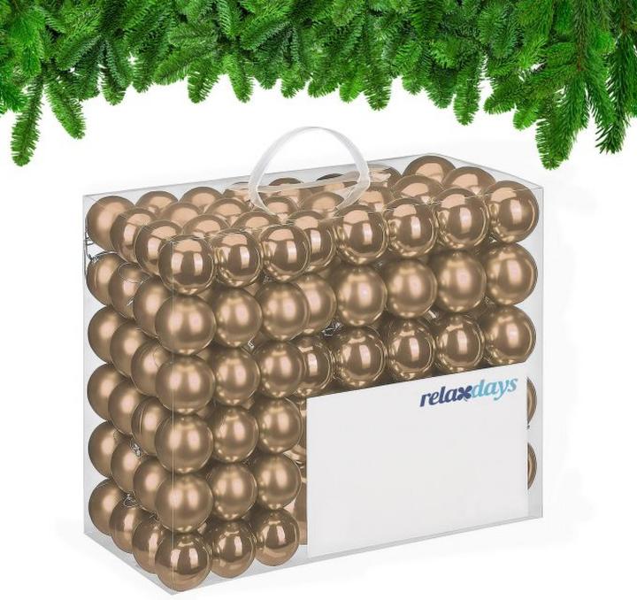 Productafbeelding Relaxdays - Weihnachtskugeln 100er Set, Creme/ Silber, 7 x 6 cm (100 -Part)