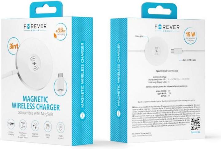 Actual product image Forever MAWC-400 magnetic wireless charger 15W white 3in1 (15 W)