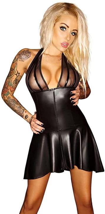 Produktbild Noir Handmade Wetlook-Kleid mit Powernet (L)