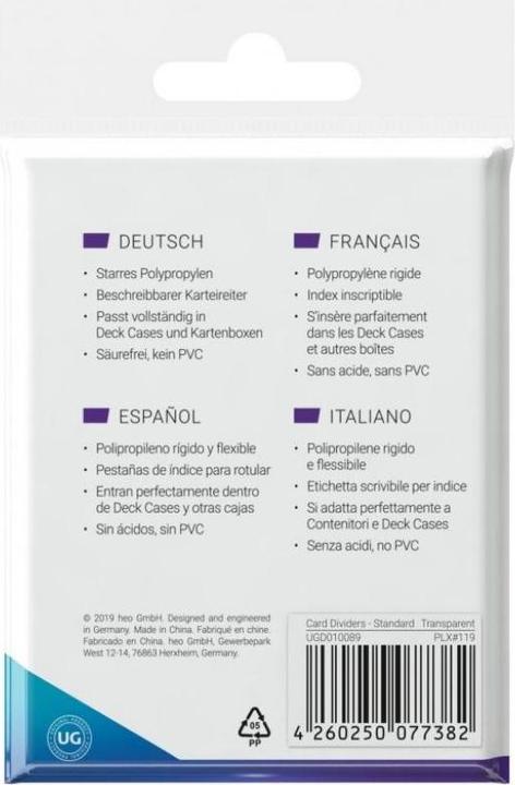 Produktbild Ultimate Guard Kartentrenner Standardgrösse Transparent 10