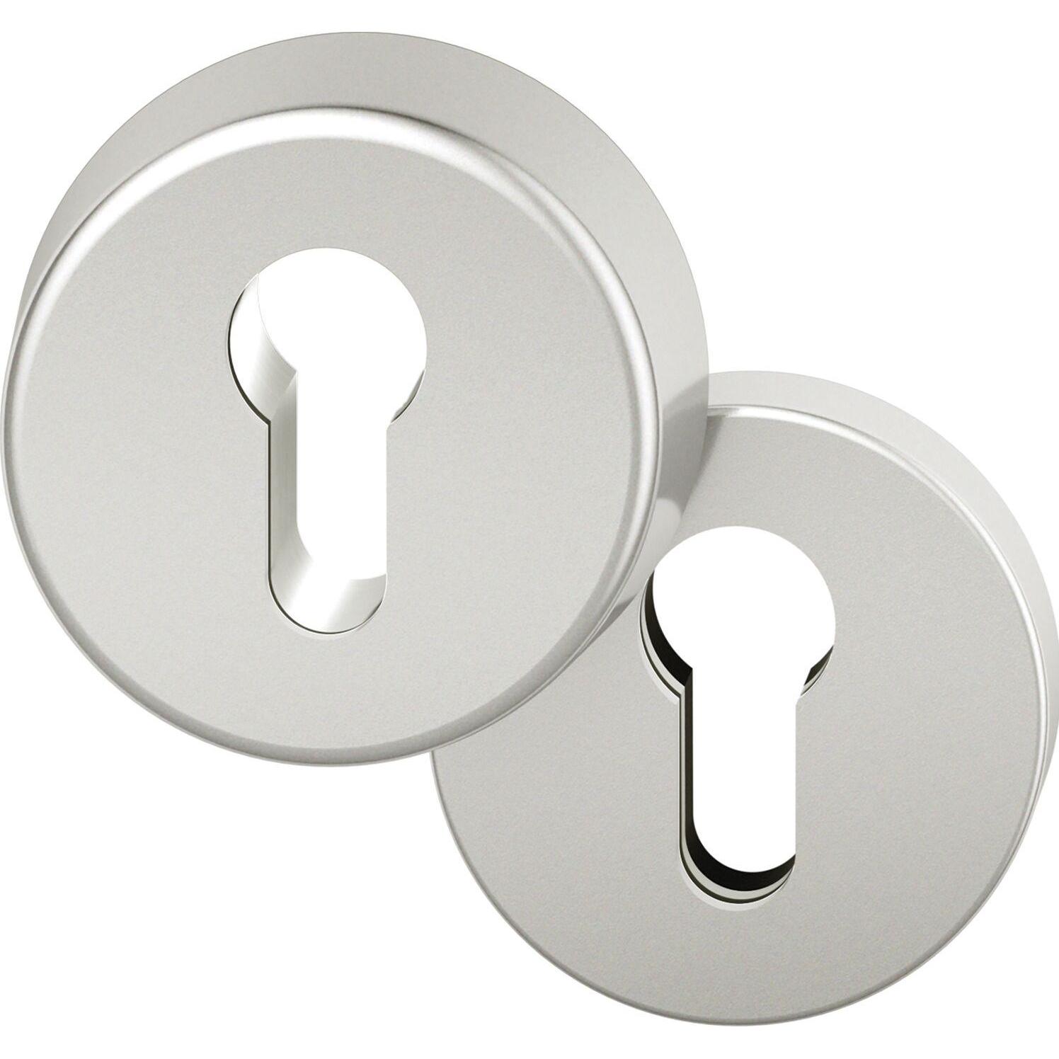 FSB, Türgriff + Fenstergriff, Sicherheits-Zylinderrosette rund, Aluminium silber eloxiert (Türgarnitur)