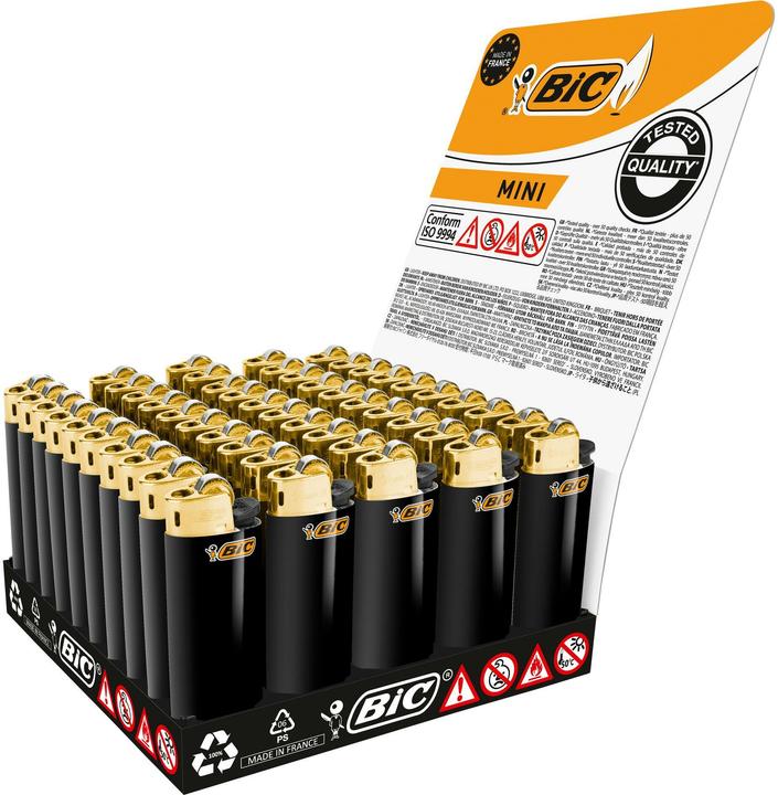 Bic Feuerzeug Mini J25 Gold Schwarz