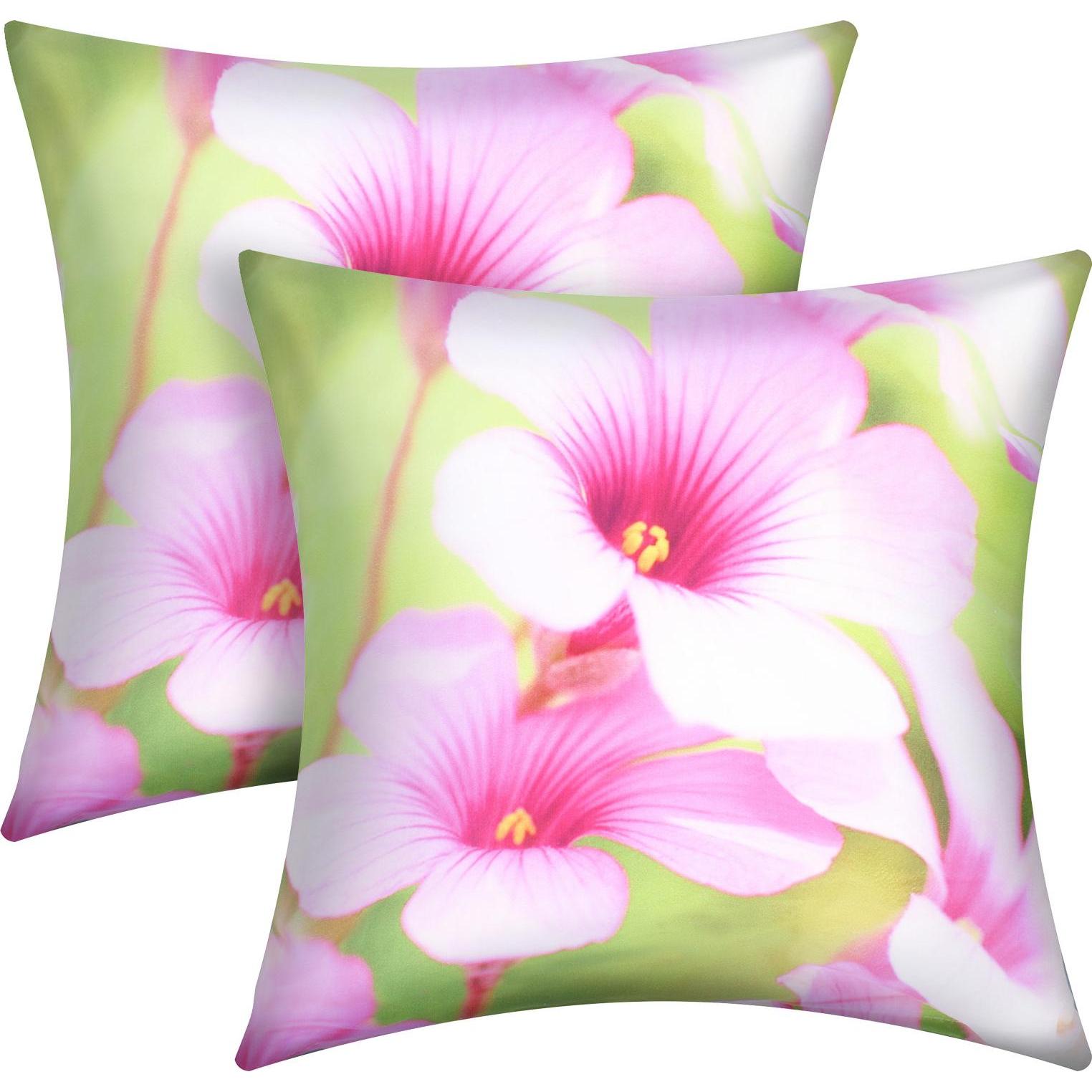 Avizar, Dekokissen, 2 Stk. Kissenbezüge Hibiskus (40 x 40 cm)