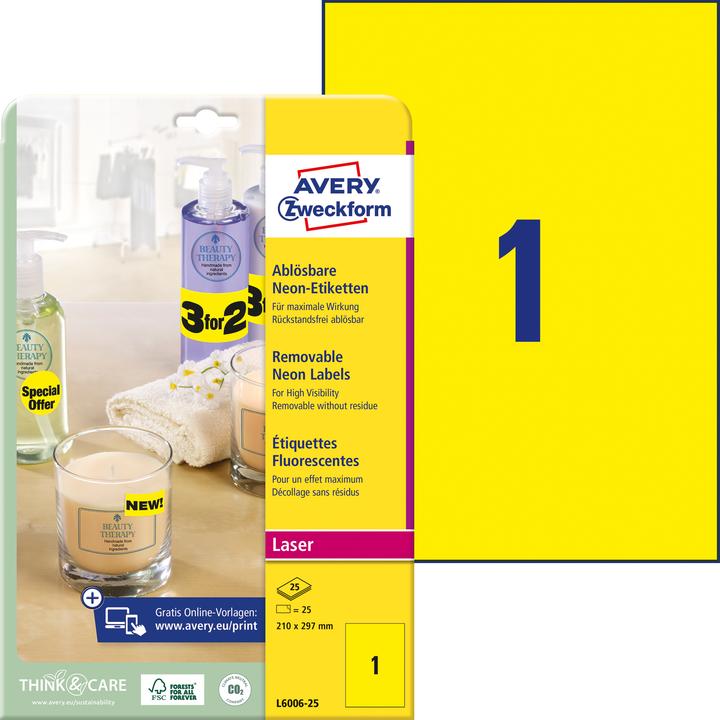 Avery Etiketten in Sonderfarben