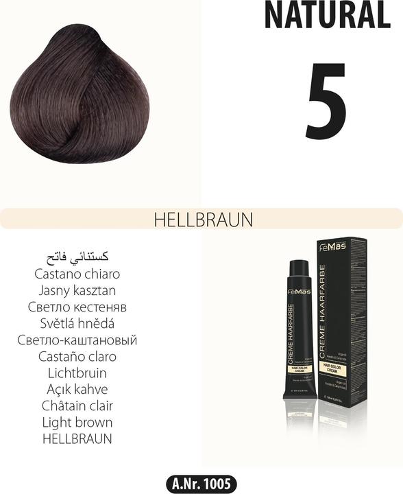 Immagine prodotto FemMas (5) Colore per capelli castano chiaro 100ml (Abbronzatura)