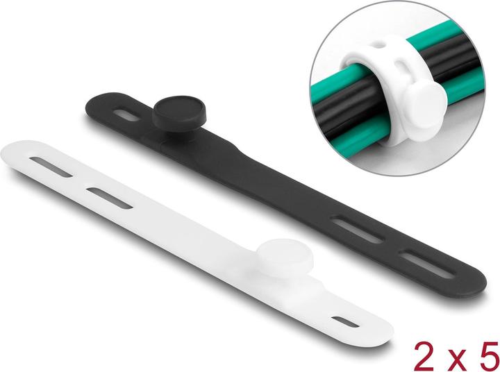 Image du produit Delock Colliers de serrage noir/blanc 118 mm x 12 mm 10 pièces (Serre-câbles en plastique, 118 mm, 10 pcs)