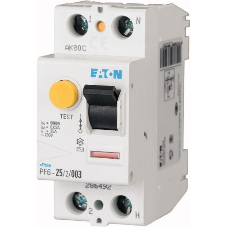 Eaton, Schutzschalter, RCD 2P 25A 0,1A Typ A PF6-25