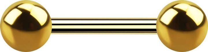 Actual product image Star Piercing Gold-plated barbell internal thread with two balls (without brass, Surgical steel 316L)