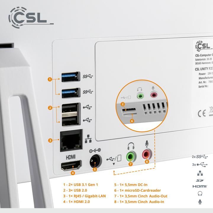 Immagine prodotto CSL AIO Unity F27W-JLS (Intel Celeron N5100, 16 GB, 512 GB, Grafica Intel UHD)