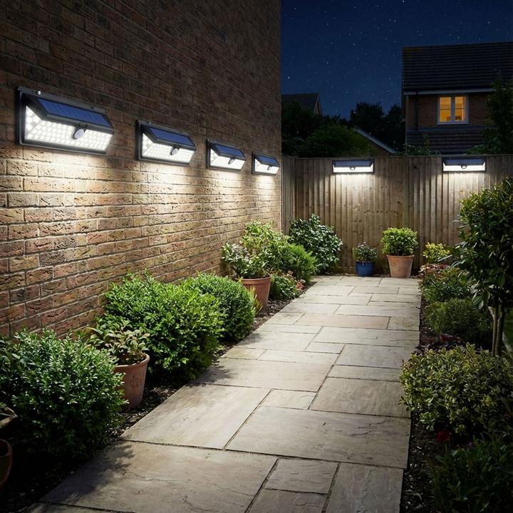 Actual product image Casativo Wall light, with solar panel, with motion sensor, 800 lumen, 13.2 watt, set of 8 (800 lm, IP44)