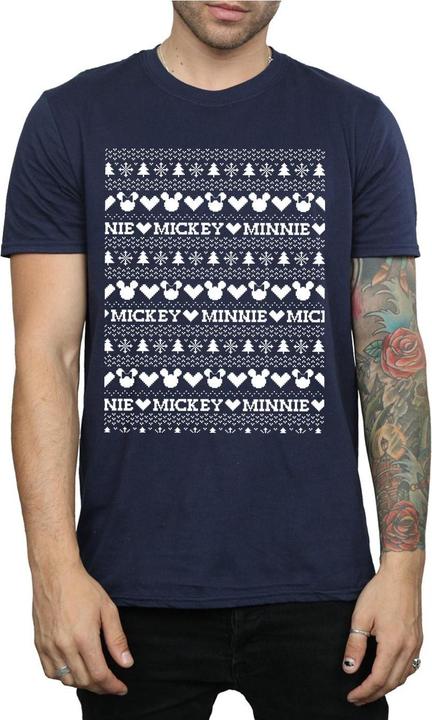 Actual product image Disney Mens Mickey And Minnie Christmas Fair Isle T-Shirt (3XL)