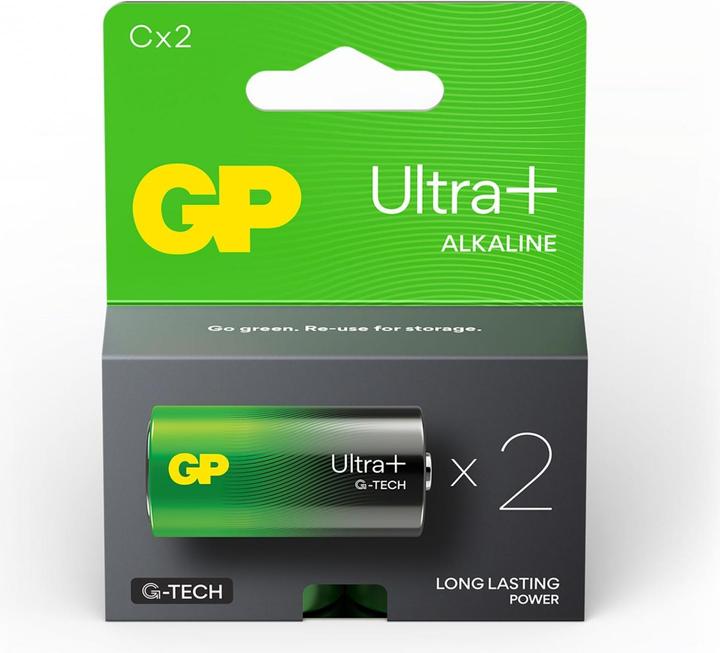 Produktbild GP Batteries Ultra Plus Alkaline Batterie C Baby 2er 1,5V Blister (2 Stk., C)