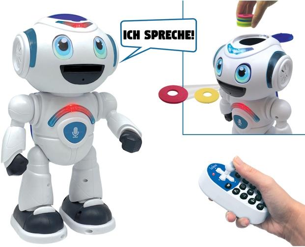 Actual product image Lexibook POWERMAN MASTER Talking learning robot, quiz, music, shoots discs, remote control German (German)