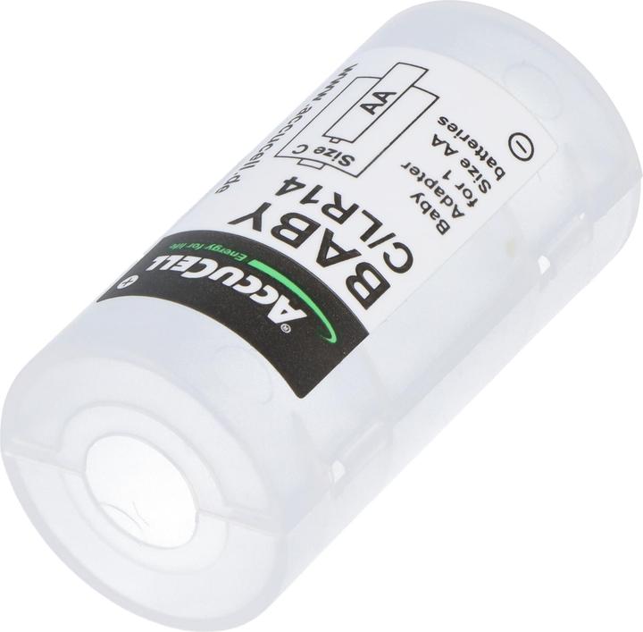 Actual product image AccuCell Universal Baby C adapter for 1x Mignon/AA each to size Baby, C, LR14, FR14 (2 pcs., AA, C)