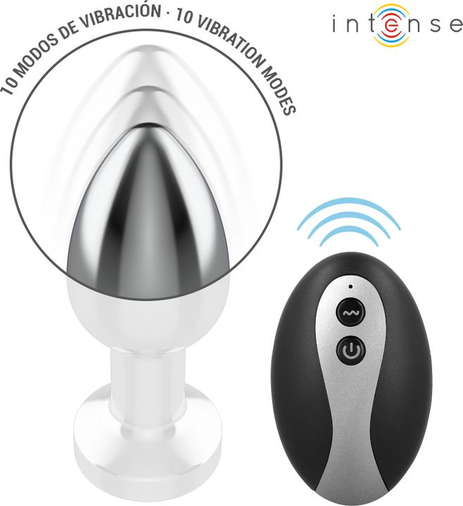 Actual product image Intense - Vibrierender Analplug Aus Metall Mit Led-Leuchten Und Fernbedienung - Grã–Sse S