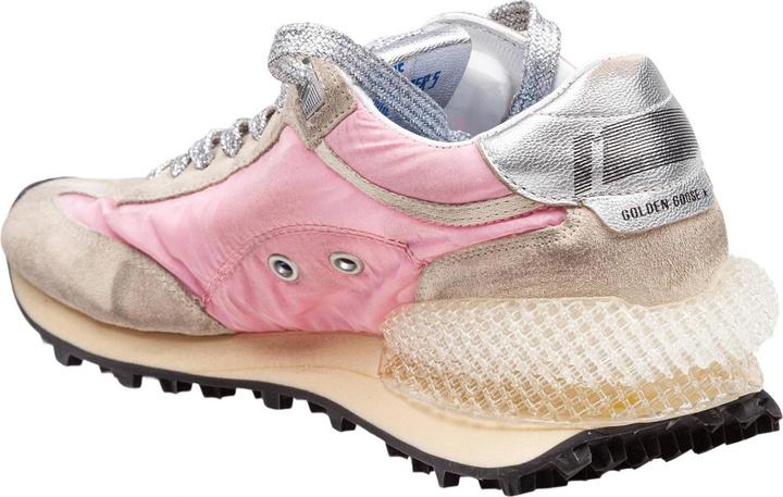 Actual product image Golden Goose sneakers running marathon in suede and nylon color pink, gold and silver (36)