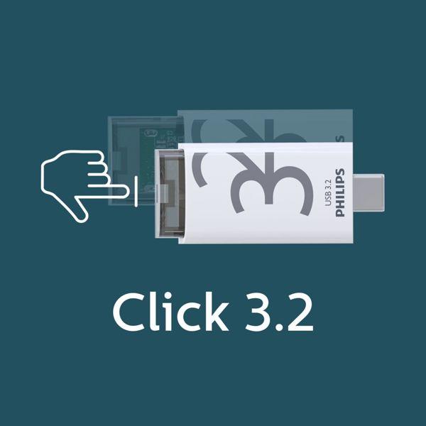 Produktbild Philips USB 3.2 32GB Click Series Gen 1 USB-C (32 GB, USB-C)