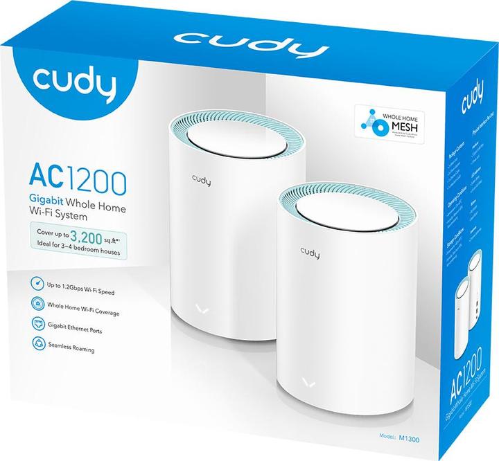 Produktbild Cudy M1300 2-PACK mesh wi-fi system Dual-band ( / ) Wi-Fi 5 (802.11ac) White 1 Internal
