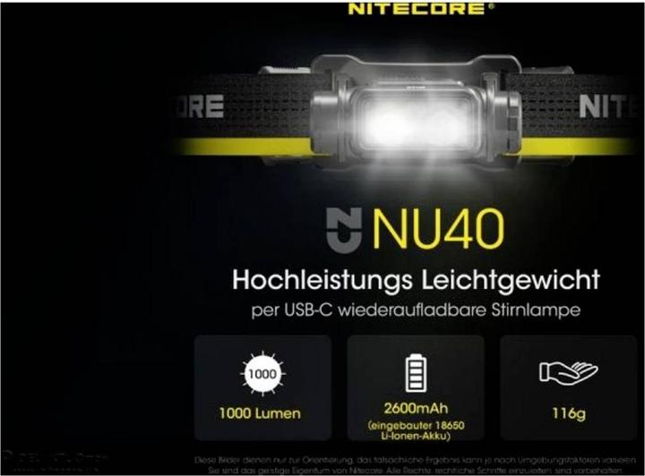 Actual product image Nitecore NU40 - 1000 lumen (1000 lm)