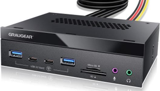 Graugear Multi Frontblende 4-Fach + Kartenleser USB,SD,Micro (USB-C, 6 Ports)