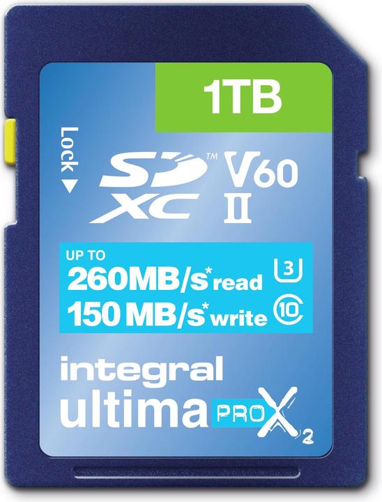 Actual product image SDXC Card 1TB Classe 10 UHS-II V 60 R260/W150 MB/s (Novelty) (1000 GB, SD, U3, UHS-II)