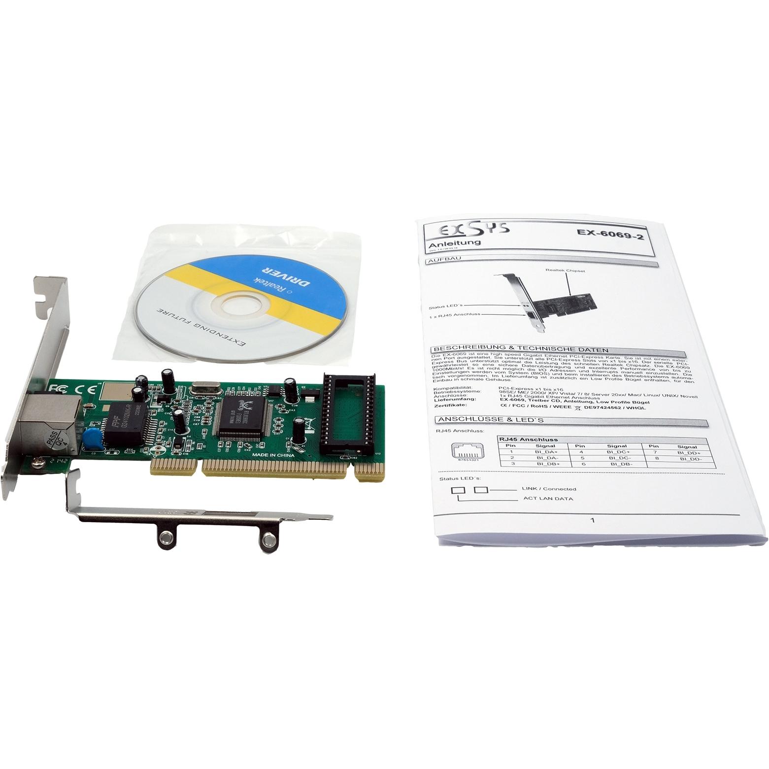 Thumbnail - Exsys Ex-6069 (PCI), Netzwerkkarte, Grün