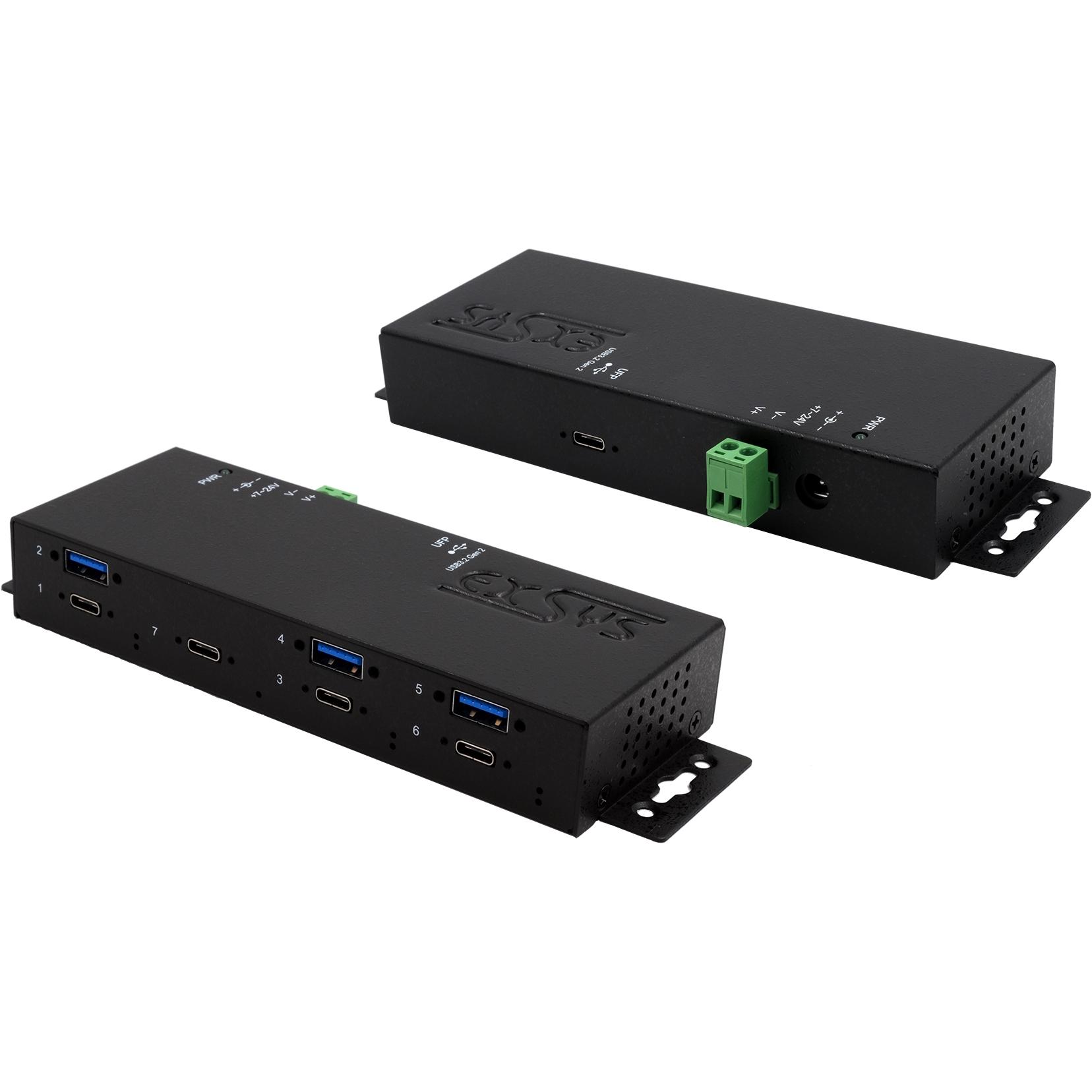 Exsys EX-1237HMVS (USB-C, 7 Ports), Dockingstation + USB Hub, Schwarz