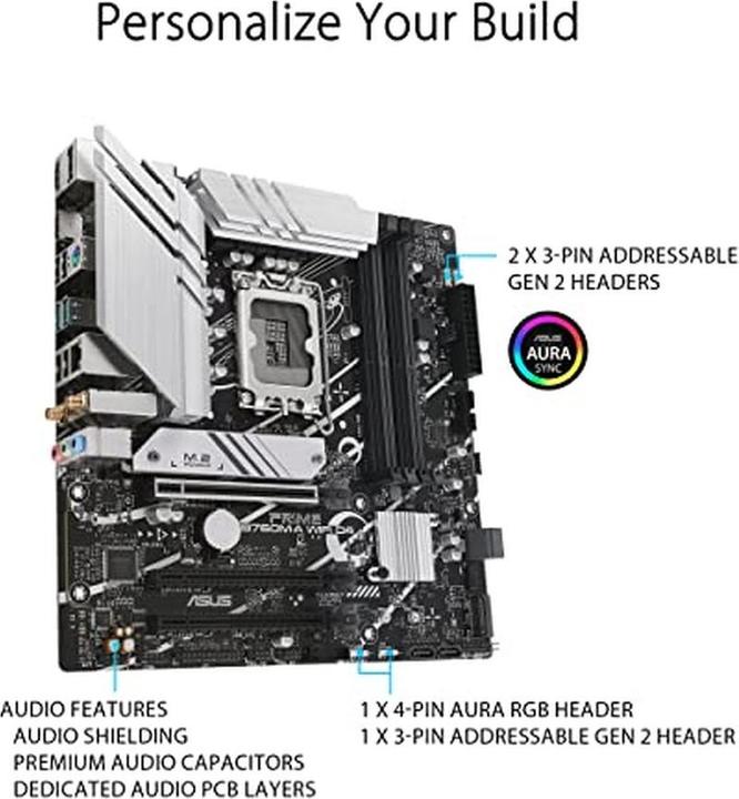 Image du produit ASUS PRIME B760M-A WIFI D4 (LGA 1700, Intel B760, mATX)