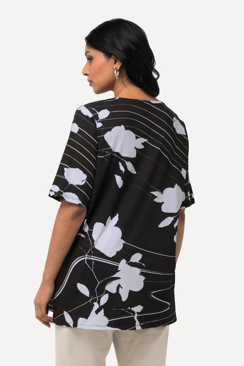 Image du produit Ulla Popken T-shirt en coton Pima. Décolleté rond et manches courtes. Silhouette en A. (46, 48)