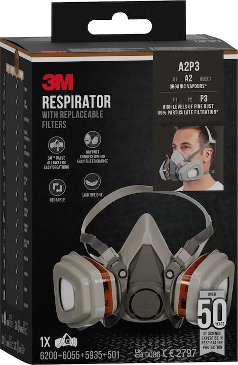Actual product image 3M Respirator mask (A2P3, 1 x)