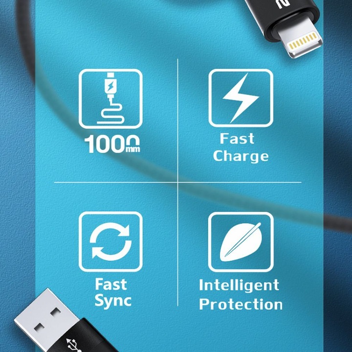 Produktbild Wozinsky WNBAA 4in1 Kabel 2x USB-C 1x USB-A 1x Lightning 60W 1 m - Schwarz (1 m, USB 2.0)