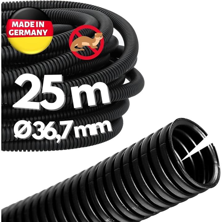 Kalitec 25 Meter Wellrohr geschlitzt NW 37 I Wellschlauch offen I Marderschutzrohr I Leerrohr I Kabe