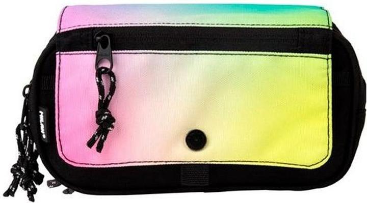 Pencil case with 3 compartments and flap Sunset Black