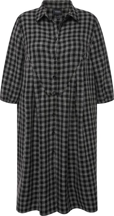 Immagine prodotto Ulla Popken Abito midi dal taglio svasato con quadri, colletto da camicia e maniche a 3/4 (50, 52)