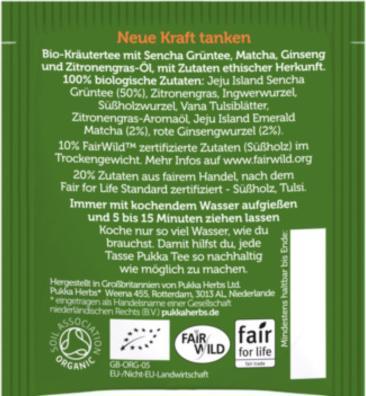 Nährwerte und Zutaten Pukka Ginseng Matcha Green (30 g)