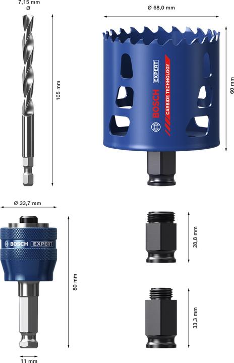 Produktbild Bosch Professional Zubehör EXPERT Tough Material Lochsäge-Starter-Set, 51 x 60 mm (51 mm)