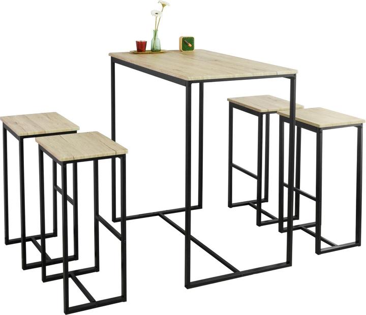 Produktbild SoBuy Bartisch mit 4 Hockern (100 x 60 x 96 cm)