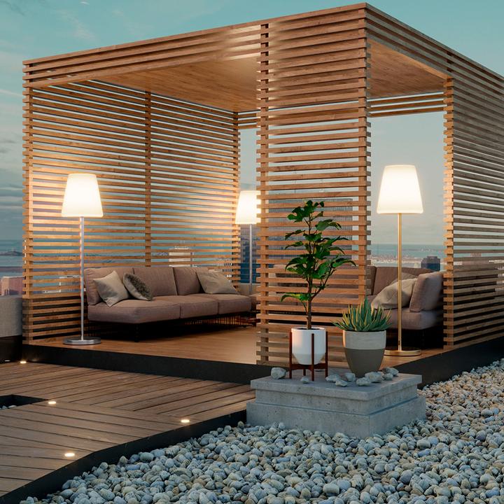 Immagine prodotto Newgarden LOLA SLIM 180 Lampada da terra LED oro rosa 180cm dimmerabile + controller E27 per interni ed (600 lm, E27, IP65)