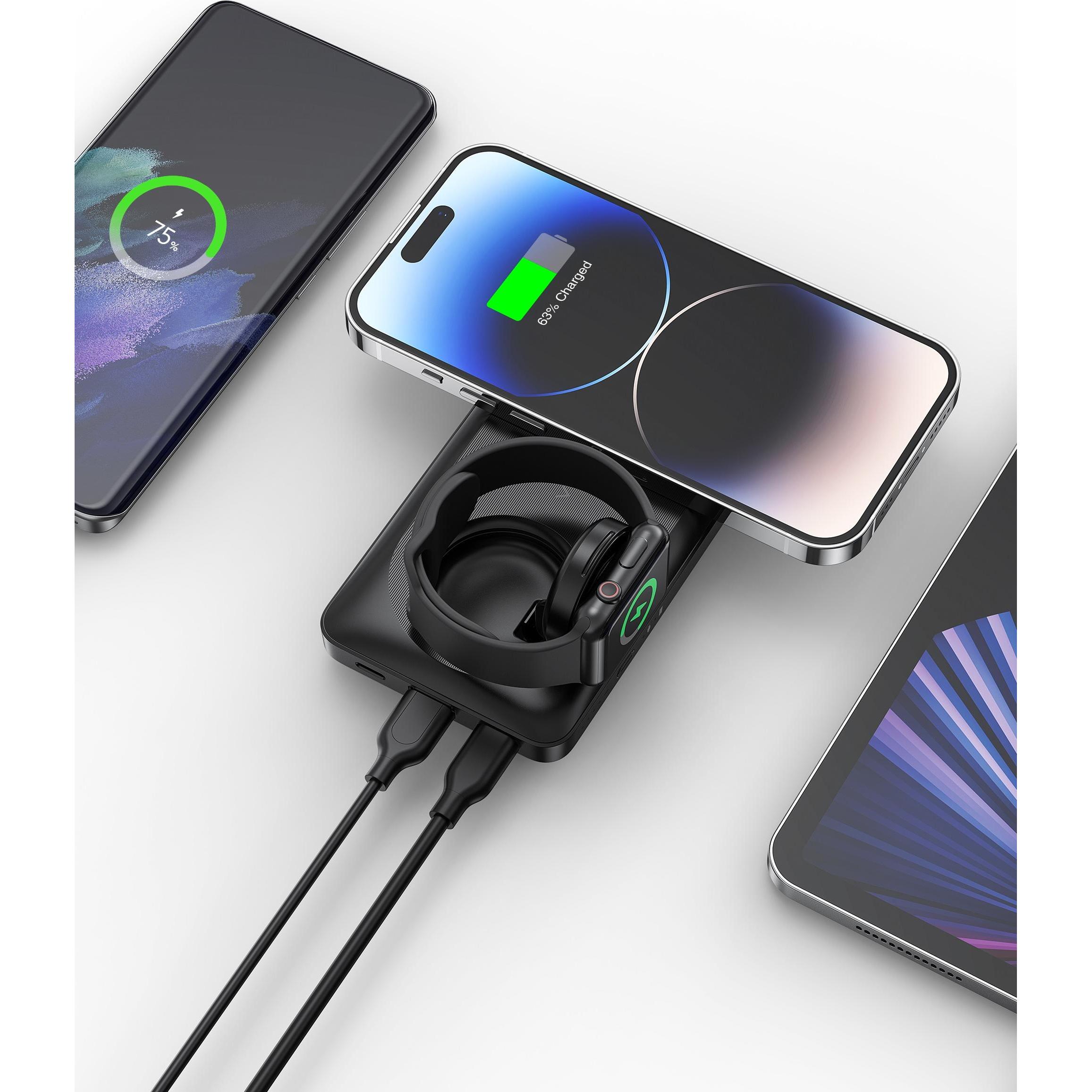 Thumbnail - Veger MagMuti (10000 mAh, 22.50 W, 38.50 Wh), Powerbank, Schwarz