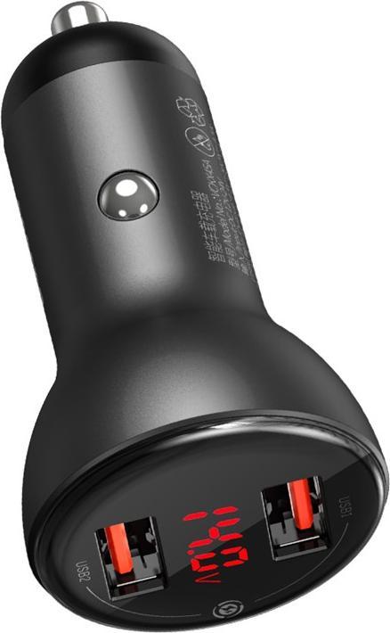 Produktbild Baseus Digital Display Dual USB 4.8A Car Charger 24W Grey