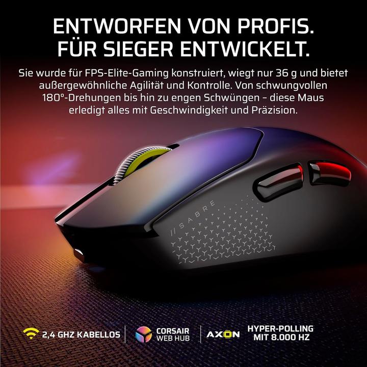 Actual product image Corsair Sabre v2 Pro Ultralight Wireless Gaming Mouse (Cable, Wireless)