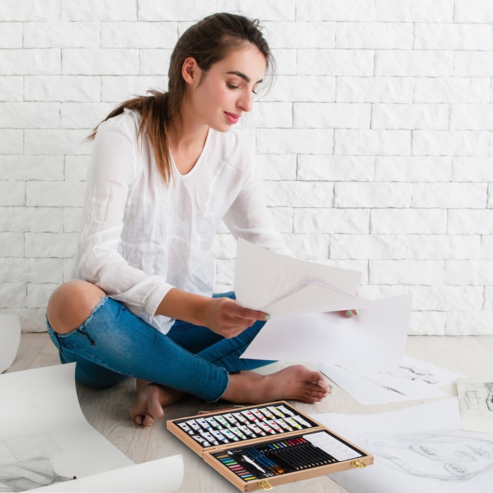 Immagine prodotto Relaxdays Valigetta con kit da pittura e disegno