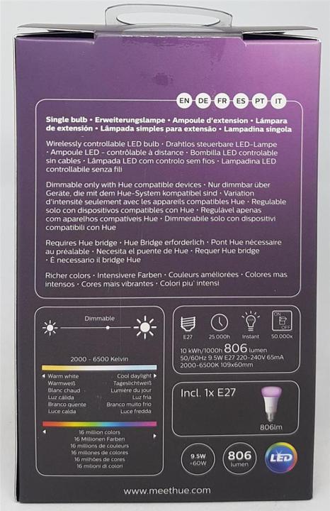 Immagine prodotto Philips Estensione Hue White & Color Ambiance (E27, 10 W, 806 lm, 1 x, F)
