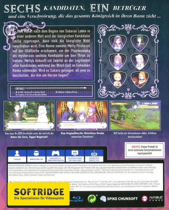 Produktbild Spike Chunsoft Re:ZERO - The Prophecy of the Throne (PS4, DE)
