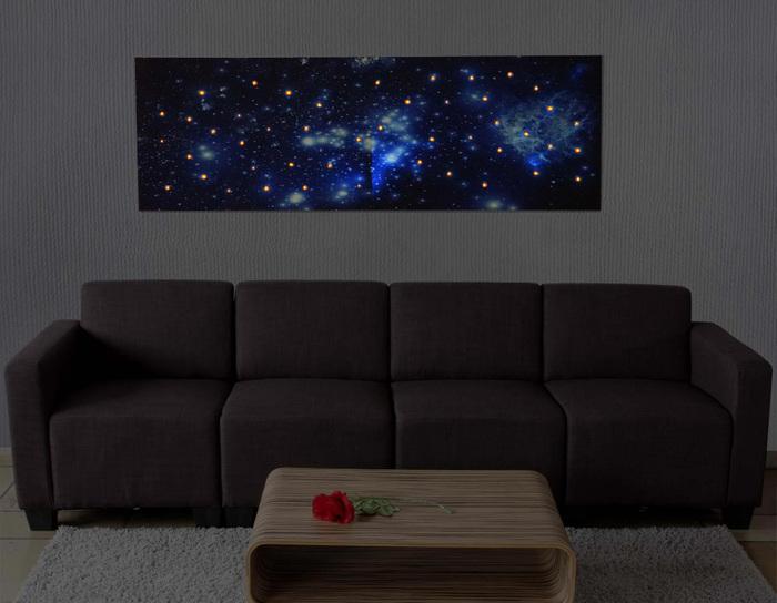 Produktbild Swisshandel24 LED-Bild, Leinwandbild Leuchtbild Wandbild, Timer - 120x40cm Sternenhimmel (40 x 120 x 2.5 cm)