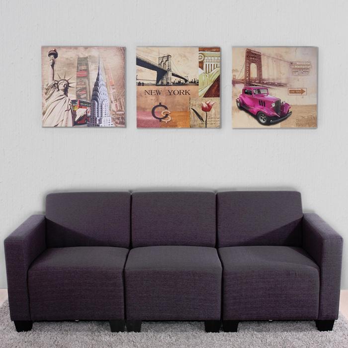 Image du produit Swisshandel24 Peinture sur toile, tableau mural impression d'art sur toile, 3 parties 150x50cm - New York (150 x 50 cm)
